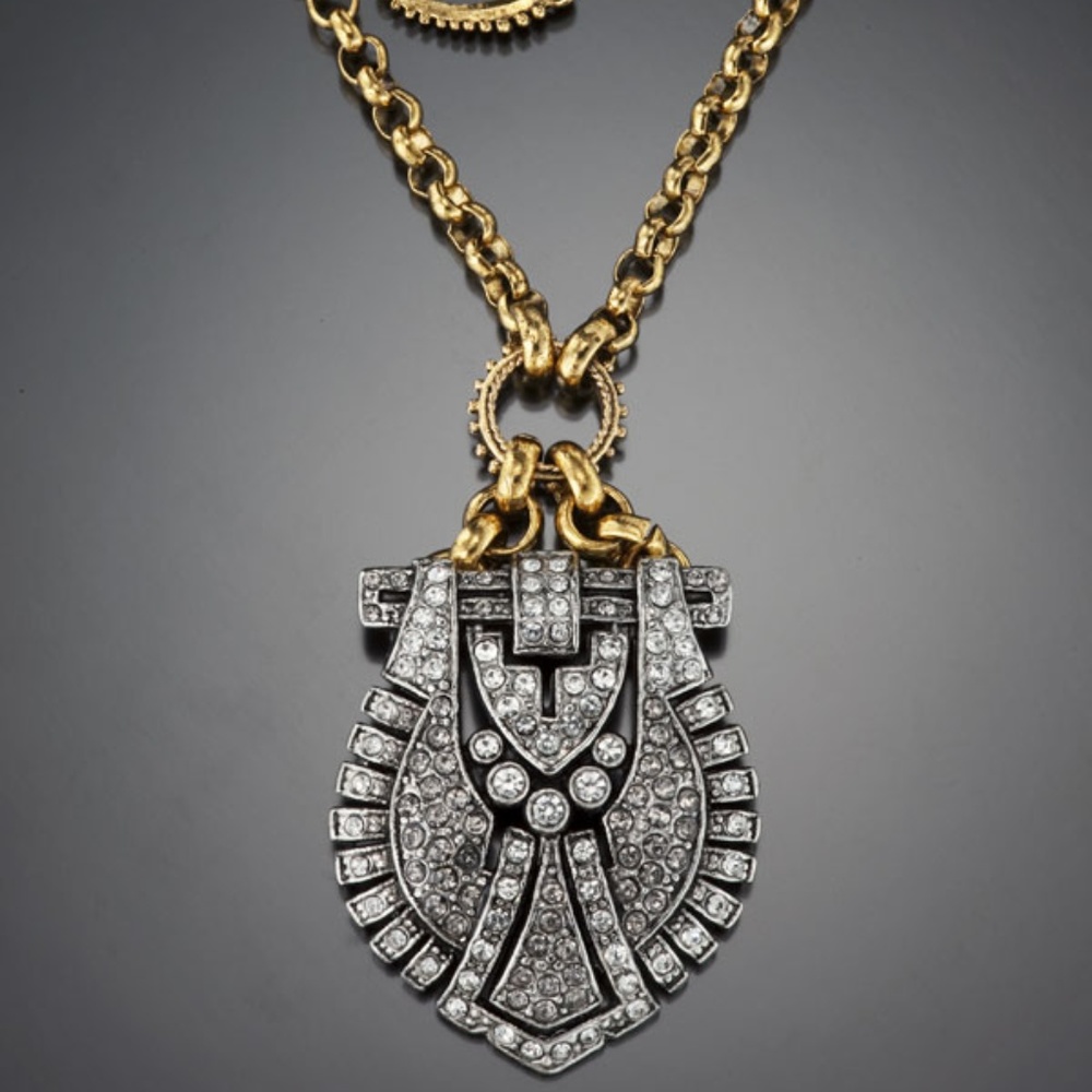 Vintage Art Deco Dress Clip Necklace